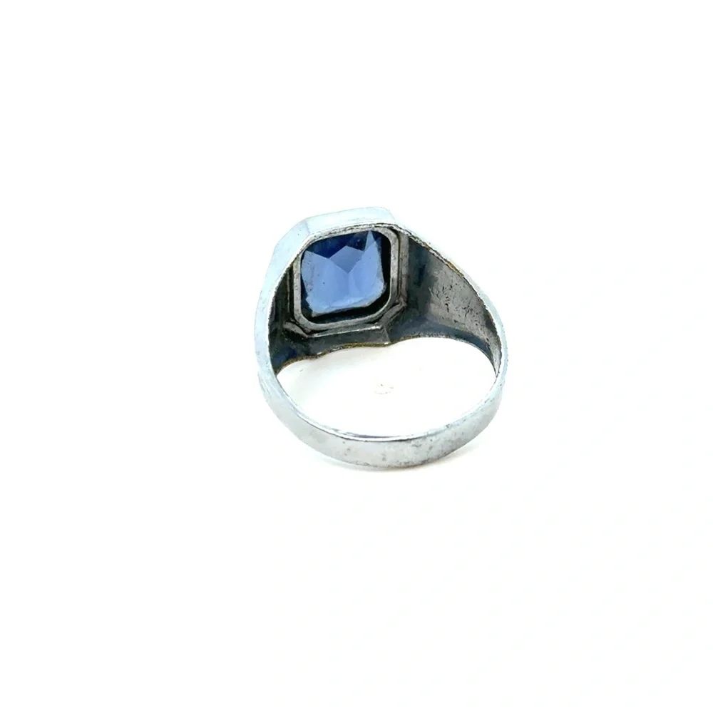 Silver‎ Blue Stone Signet Ring